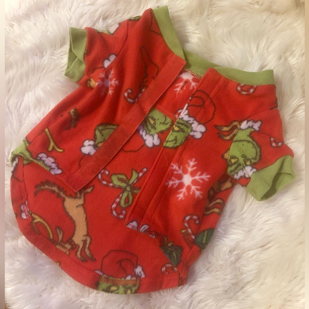 Grinch Christmas Dog Fleece Sweater Small Red Green